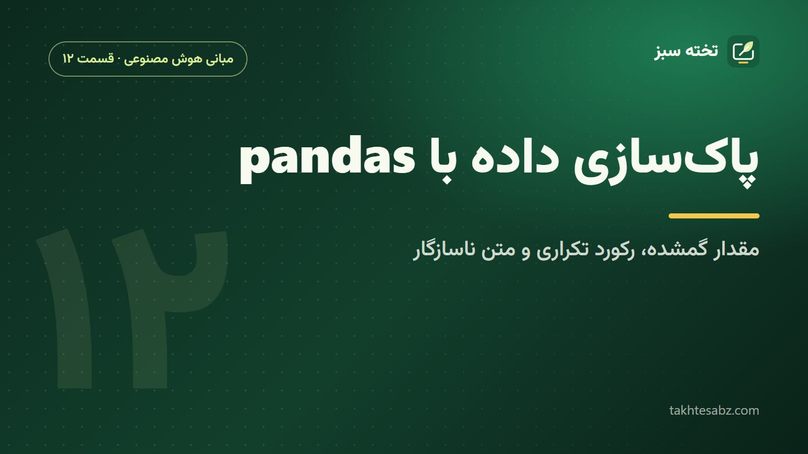 پاکسازی داده با pandas؛ مقدار گمشده، رکورد تکراری و متن ناسازگار