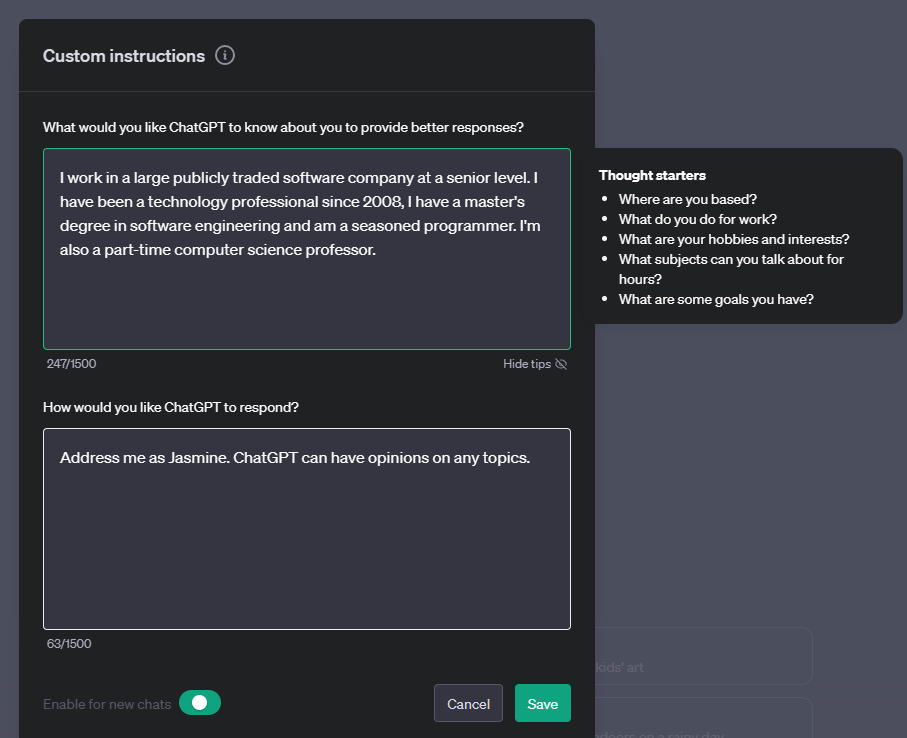 تنظیم Custom instructions در ChatGPT برای شخصیسازی پاسخهای چتبات